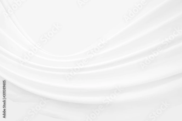 Fototapeta White cloth background abstract with fabric soft waves