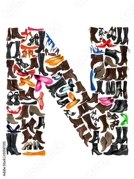 Fototapeta Font made of hundreds of shoes - Letter N