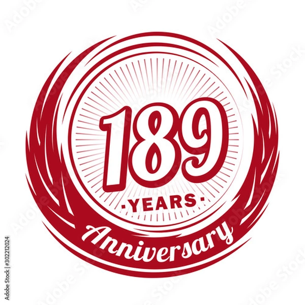 Fototapeta One hundred and eighty-nine years anniversary celebration logotype. 189th anniversary logo. Vector and illustration.