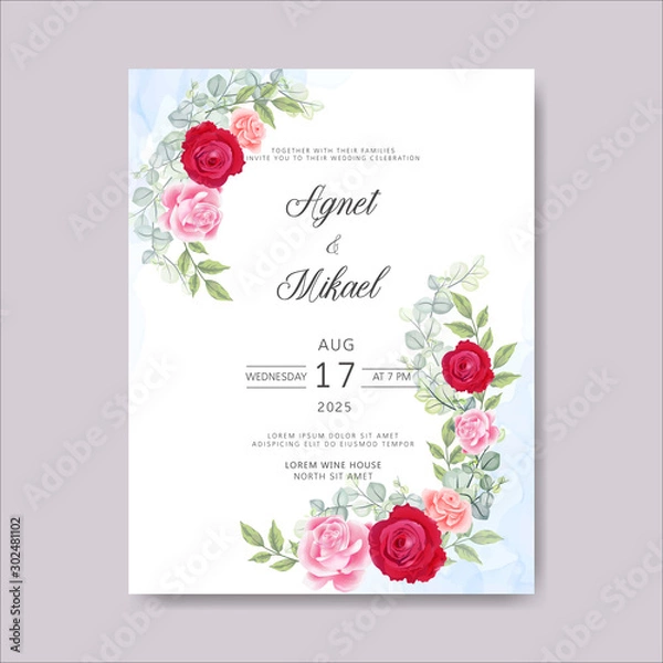 Fototapeta wedding cards invitation with beautiful floral themes