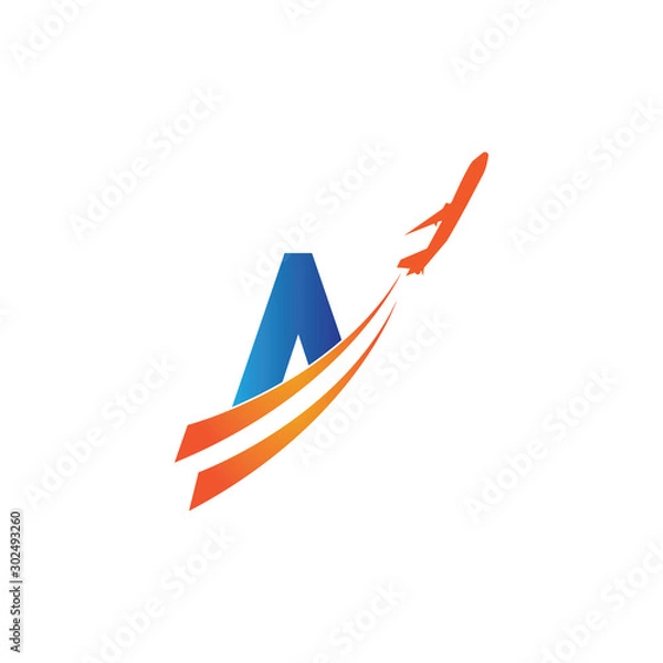 Fototapeta letter A Air travel logo design template-vector