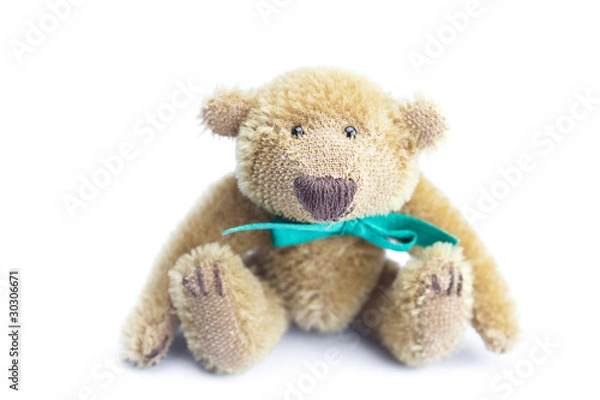 Fototapeta Teddy Bear with bow isolated on white