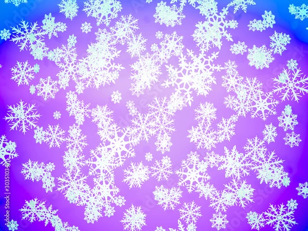 Fototapeta Lots of snowflakes on gradient background