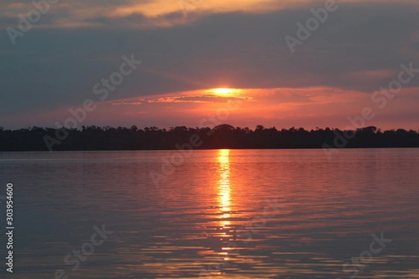 Fototapeta sunset over lake