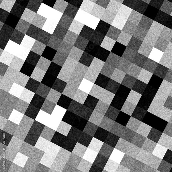 Fototapeta Black and white square mosaic diagonal lines background.