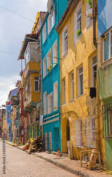 Obraz Traditional houses in the Balat area of Istanbul, Turkey