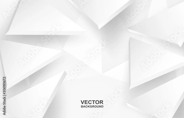 Fototapeta Abstract. Triangle polygon, white paper background, light and shadow .Vector.