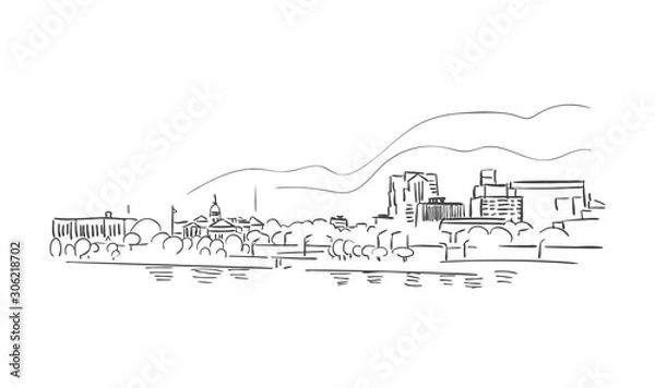 Fototapeta Trenton New Jersey usa America vector sketch city illustration line art