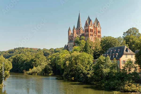 Fototapeta Limburg, Germany - a beautiful cathedral on the river Lahn.