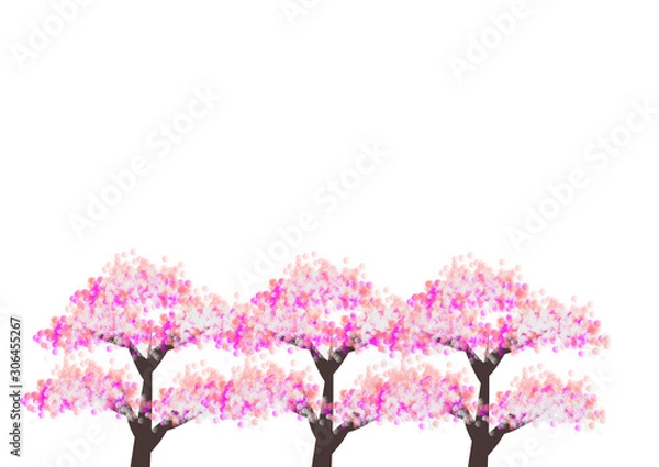 Fototapeta abstract tree with flowers isolated on white background