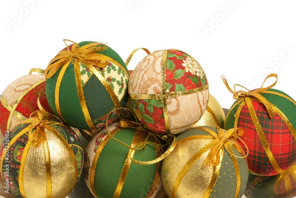 Fototapeta christmas balls with white background