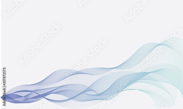 Fototapeta Abstract vector background, Modern colorful transparent waved lines for brochure, website, flyer design. Blue smoke wave. Blue wavy background.  Blue wave. Smoke wave blue. Transparent blue wave.