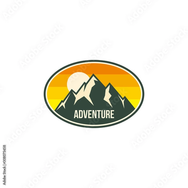 Fototapeta mountain adventure badge, label, emblem or logo design vector template. outdoor activities icon. hiking/climbing icon.