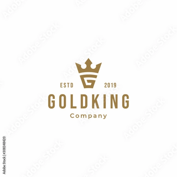 Fototapeta letter g with crown logo symbol on white background. Royal king icon. Modern luxury brand element sign. Vector illustration.