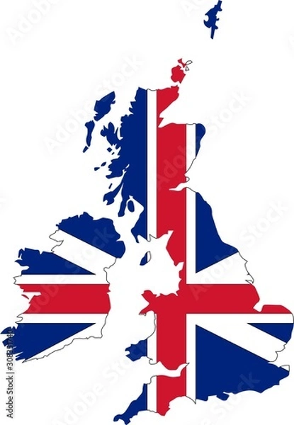 Fototapeta United Kingdoom, UK, Great Britain  Vector map. Isolated, white background