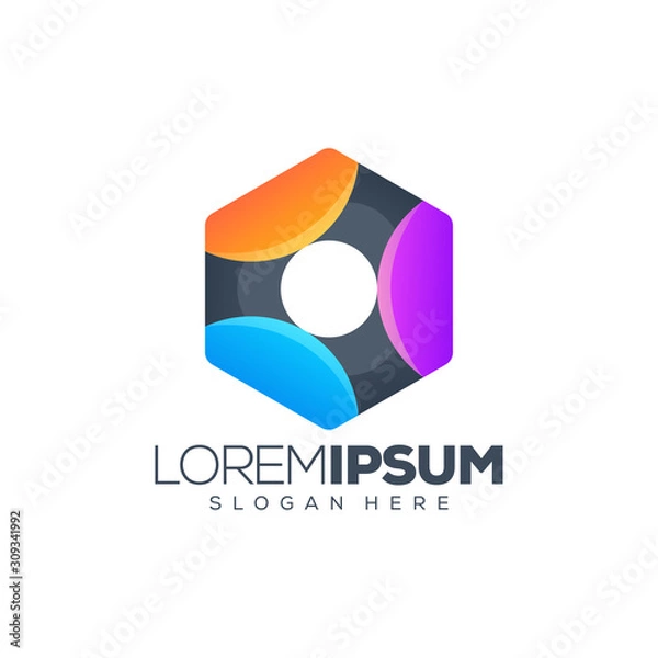 Fototapeta polygon logo design vector illustration