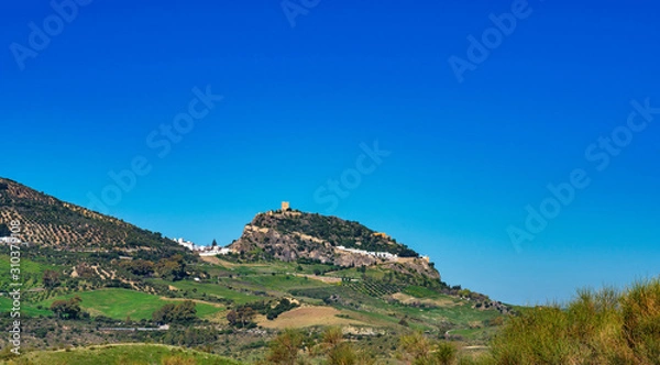 Fototapeta Zahara de la Sierra located in the Sierra de Grazalema, Andalusia, Spain.