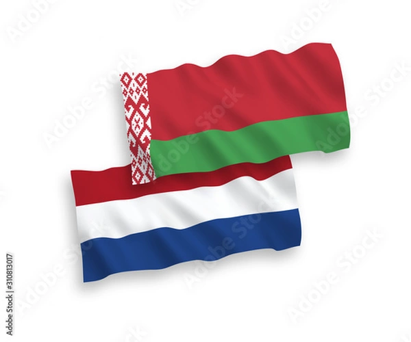 Fototapeta Flags of Belarus and Netherlands on a white background