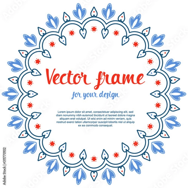 Fototapeta Ethnic floral frame with place for text. Design template. Vector ornament