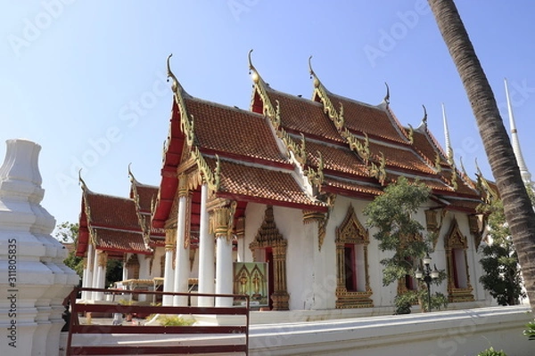 Fototapeta A beautiful view of buddhist temple in Ayutthaya, Thailand.