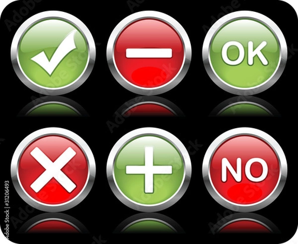 Fototapeta Check mark, Ok and No, positive and negative icon. Vector EPS ve