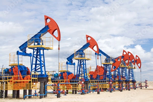 Fototapeta Oil and gas industry. Oil pumps