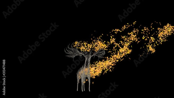 Fototapeta Growing Tree in a shape of a elk. Eco Concept. 3D rendering.