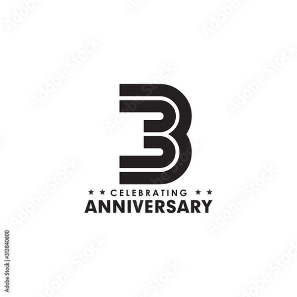 Fototapeta 3rd year anniversary emblem logo design