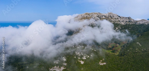 Fototapeta Aerial View, Mount Candina, Liendo, Liendo Valley, Montaña Oriental Costera, Cantabrian Sea, Cantabria, Spain, Europe