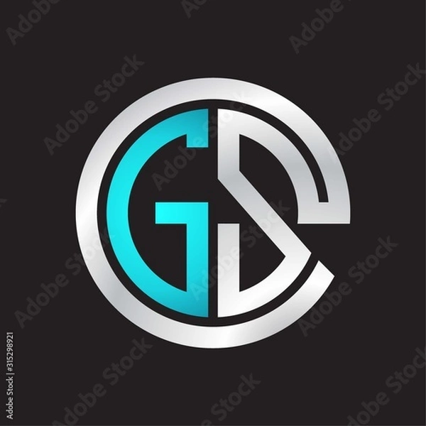 Fototapeta GS Initial logo linked circle monogram