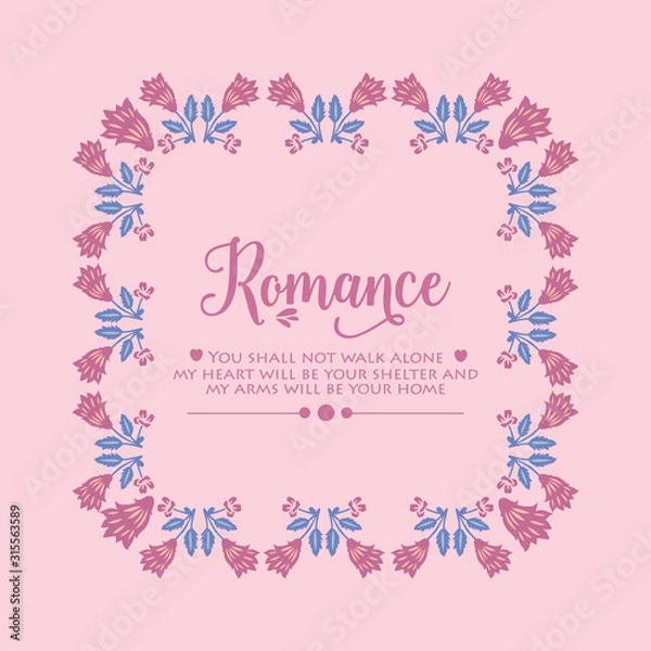 Fototapeta Beautiful pattern of leaf and flower frame, for romance greeting card wallpaper design. Vector