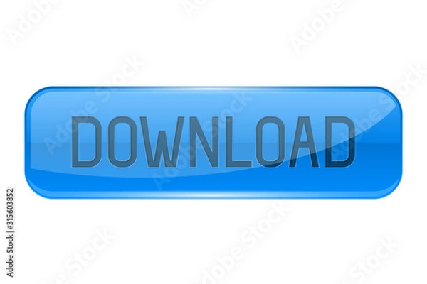 Fototapeta Download button. Rectangle blue 3d icon