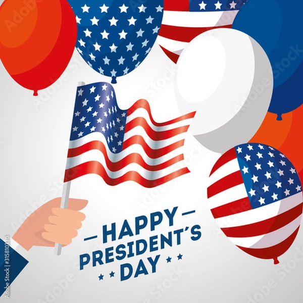 Fototapeta Balloons and flag of usa happy presidents day vector design