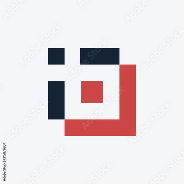 Fototapeta Monogram Letter B Geometric Square Pixel Business Company Vector Logo Design. B Abstract Pixel Square Art Minimalist Logo. digital technology concept. - vector