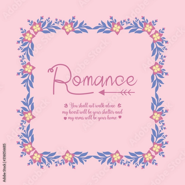 Fototapeta Seamless decoration of leaf and flower frame, for romance invitation card design. Vector