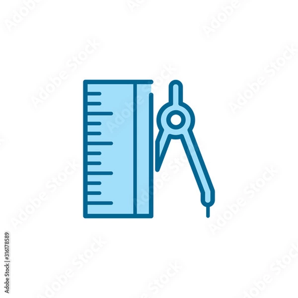 Obraz ruler and compass icon