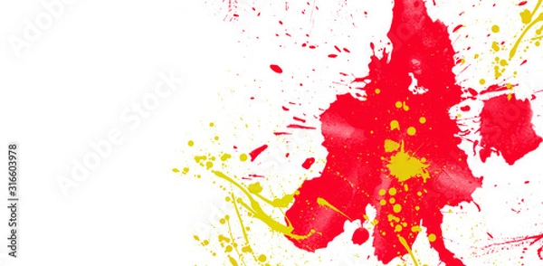 Fototapeta Multi-colored splashes and blots. Spots on a white background. Colorful abstraction. Illustration