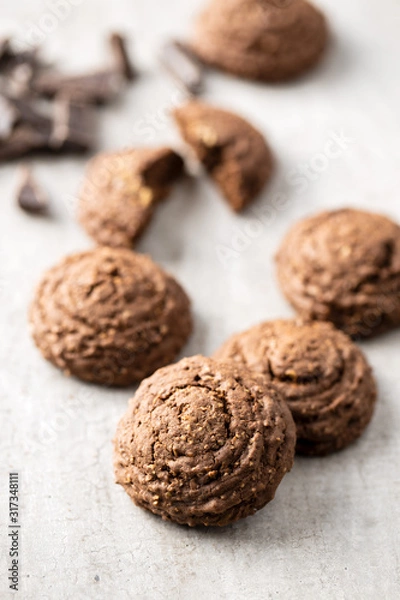 Fototapeta Cereal cocoa cookies.