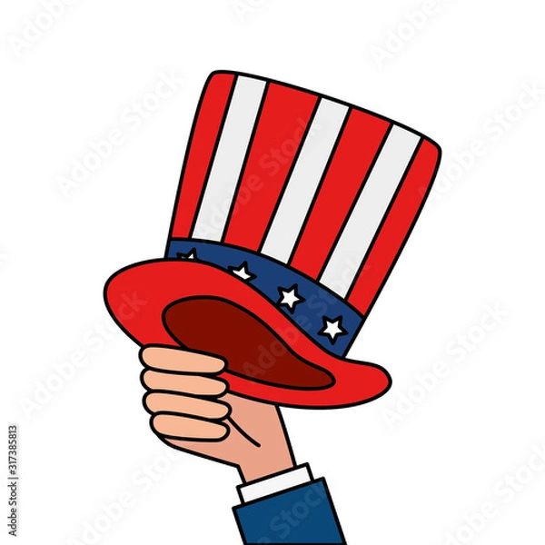 Fototapeta Isolated hand holding usa hat vector design