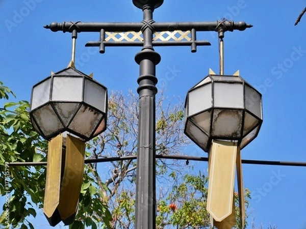 Fototapeta traditional lanterns hanging in the streets of chiang mai, Thailand 