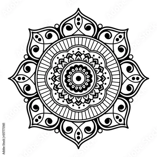 Fototapeta Mandala decorative round ornament. Can be used for greeting card, phone case print, etc. Hand drawn background, vector isolated on white. EPS 10 