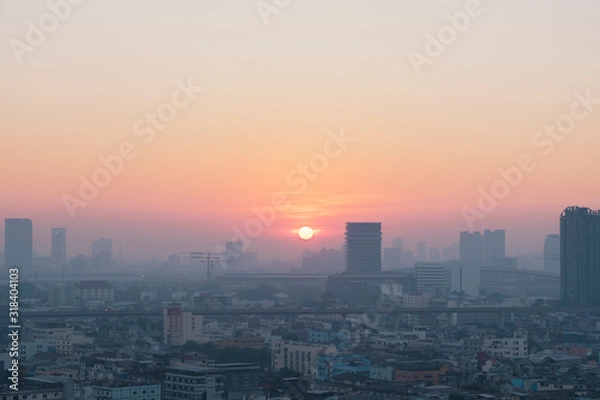 Obraz morning time, rush hour and air pollution of Bangkok Thailand