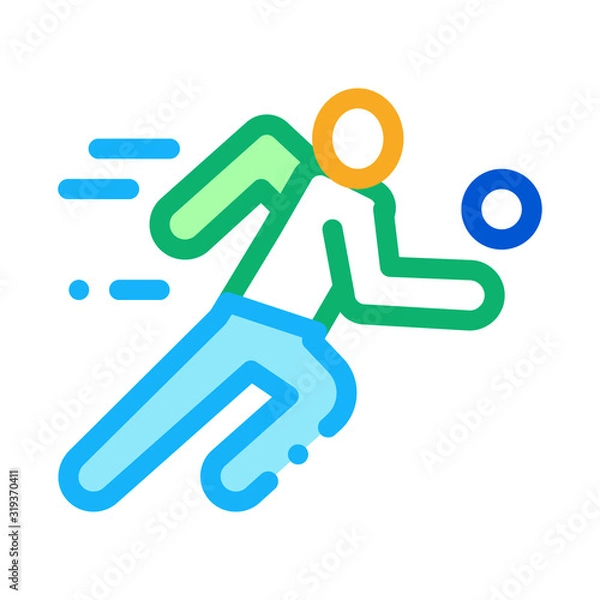 Fototapeta Volleyball Player in Run Icon Vector. Outline Volleyball Player in Run Sign. Isolated Contour Symbol Illustration