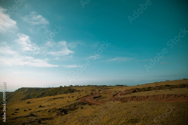 Fototapeta landscape with mountains and blue sky