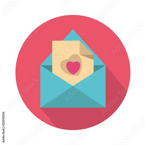 Fototapeta Valentine icon. Love letter flat icon design.