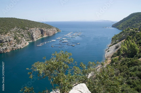 Fototapeta Marine fish farm in Greece