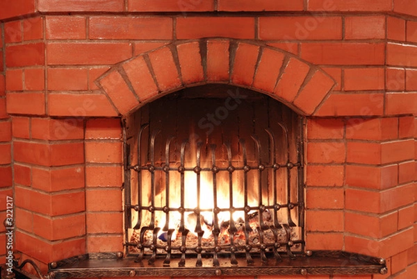 Fototapeta fireplace with iron lattice