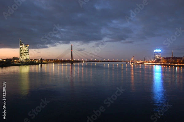 Obraz Beautiful aerial panorama view of Riga city skyline, Latvia