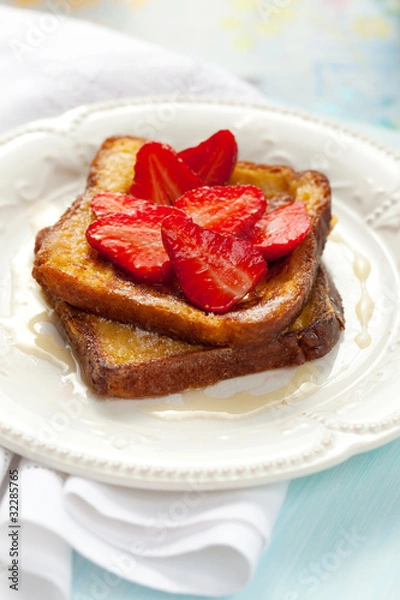 Fototapeta french toast with strawberry