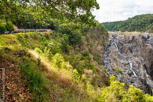 Fototapeta View of the Barron Falls near Kuranda from the train viewpoint